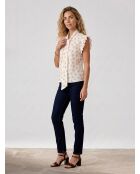 Antoine witte hemdblouse met bloemenprint en lavallierkraag