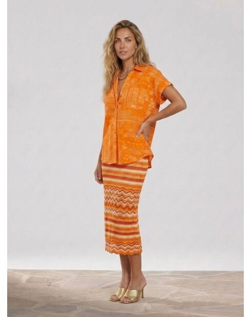Camicia Eros con stampa bandana arancione