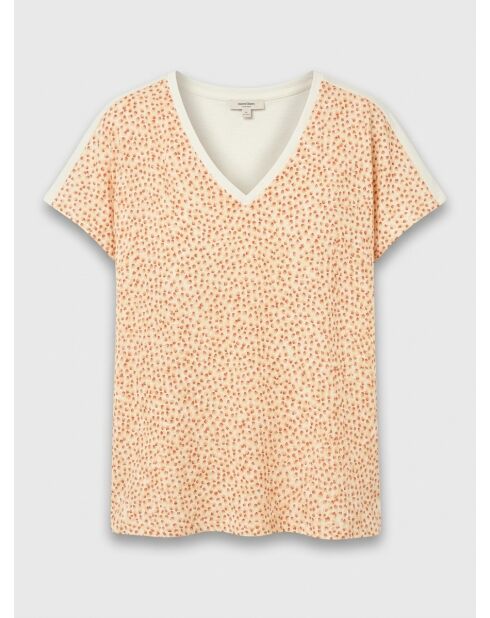 Camiseta Isaline de algodón y lino con estampado de papaya