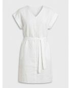 Weißes Kleid Doriana aus 100% Leinen