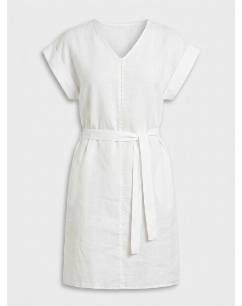 Weißes Kleid Doriana aus 100% Leinen