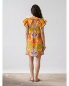 Orangefarbenes Kleid mit Aufdruck Mexiko
