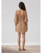 Beige/braunes Minikleid Ira mit Tierdruck