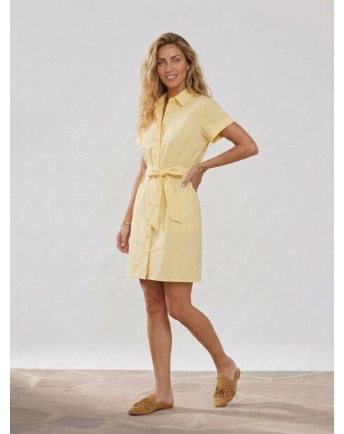 Gelbes Popeline-Kleid aus Mikro-Biobaumwolle