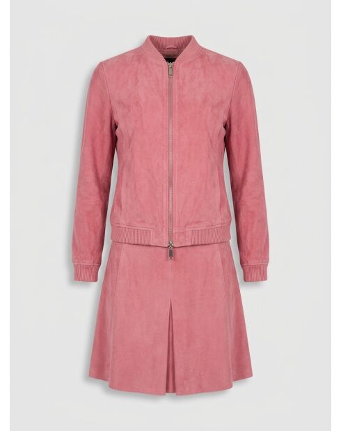 Gonna in pelle pop fucsia in velluto