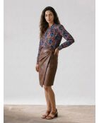 Bruin/blauwe blouse met print Livia