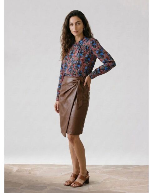 Blusa Livia marrone/blu stampata