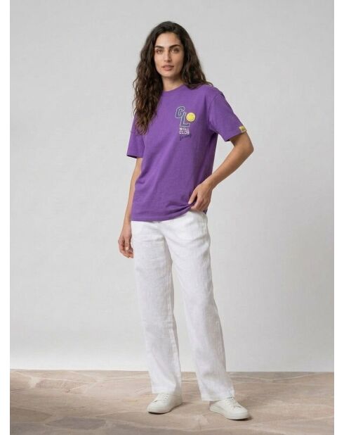 Violettes Smiley-T-Shirt aus Bio-Baumwolle