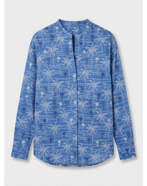 Cabineshirt met indigoprint