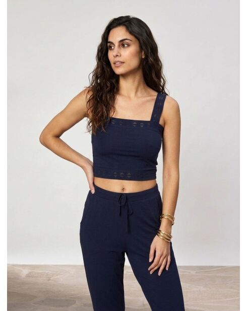 Marineblauwe crop top Jeanne