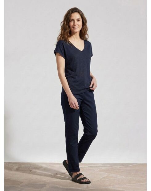Rastrapi marineblauw T-shirt van 100% linnen