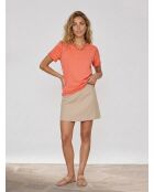 Orangefarbenes Kurzarm-T-Shirt aus Baumwolle mit Rundhalsausschnitt