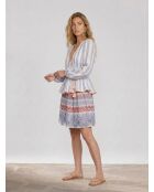 Wickelbluse Ibiza ecru/blau