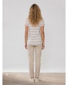 Mehrfarbiges azzurisches T-Shirt aus Leinen und Baumwolle