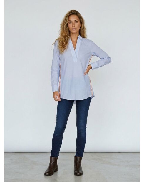Blouse Popelin rayée bleue