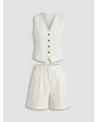 Elfenbeinfarbene Shorts Sevia aus Leinen und Baumwolle