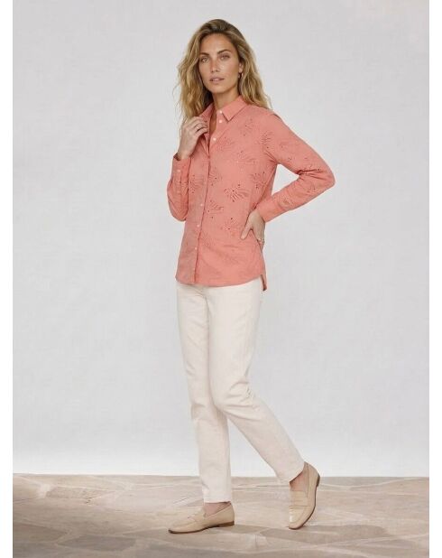Camisa bordada calada en palisandro de Ebrizia