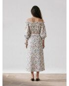 Schulterfreie Liberty-Bluse mit mehrfarbigem Aufdruck