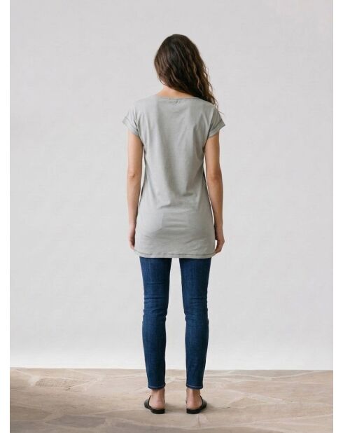 Grijs/blauw bedrukt t-shirt