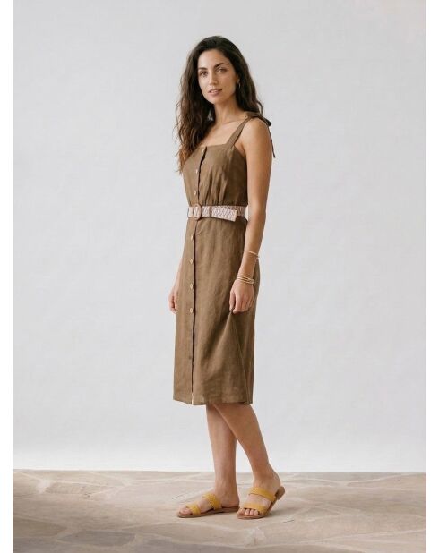 Khaki-Kleid Ritchie aus 100% Leinen