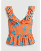 Orangefarbenes Sommerblumen-Top