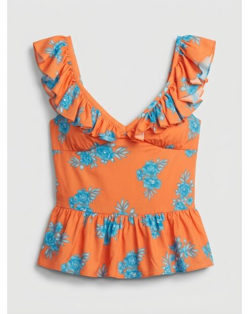 Orangefarbenes Sommerblumen-Top
