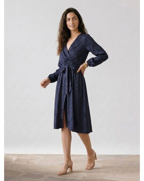 Kleid Dana mit farblich abgestimmten marineblauen Mustern