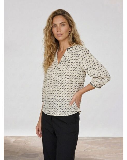 Blusa Okinawa beige/azul
