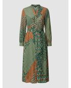 Bedrucktes Kleid in Mondgrün/Kamel