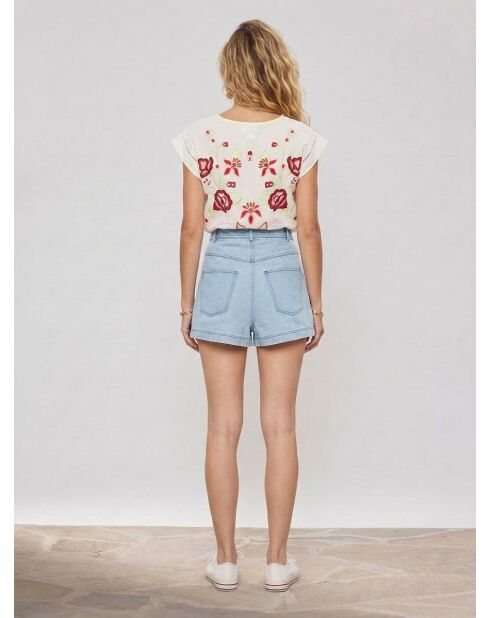 Short brodé Amerinjean bleu