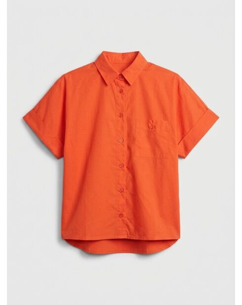 Camisa oversize MC coral de algodón
