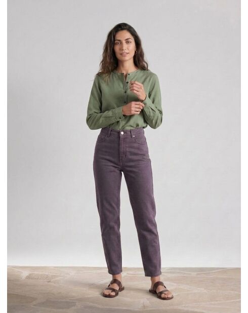 Khakifarbene Bluse Cannes aus Baumwolle und Seide