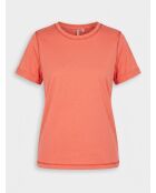 Orangefarbenes Kurzarm-T-Shirt aus Baumwolle mit Rundhalsausschnitt