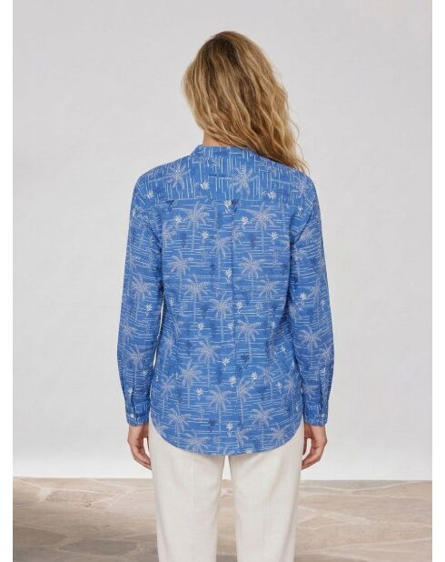 Cabineshirt met indigoprint