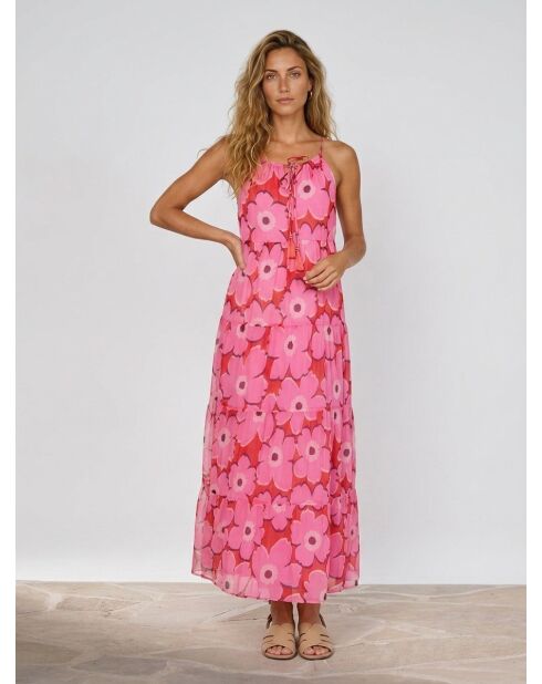 Rosa bedrucktes Kontrollkleid