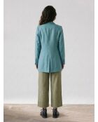 Türkisblauer Langer Blazer aus Leinenmischung