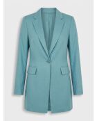 Türkisblauer Langer Blazer aus Leinenmischung