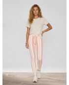 Gestreifte Jeans in Rosa/Ecru