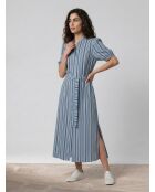 Laurier blaues gestreiftes langes Hemdkleid