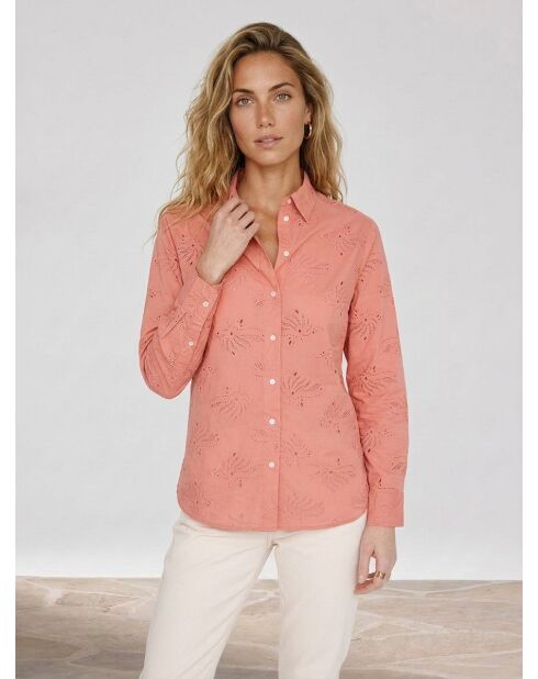 Camisa bordada calada en palisandro de Ebrizia