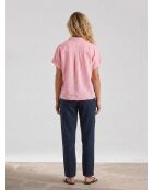 Laney Down Peony Pinkes Hemd aus Leinen und Baumwolle