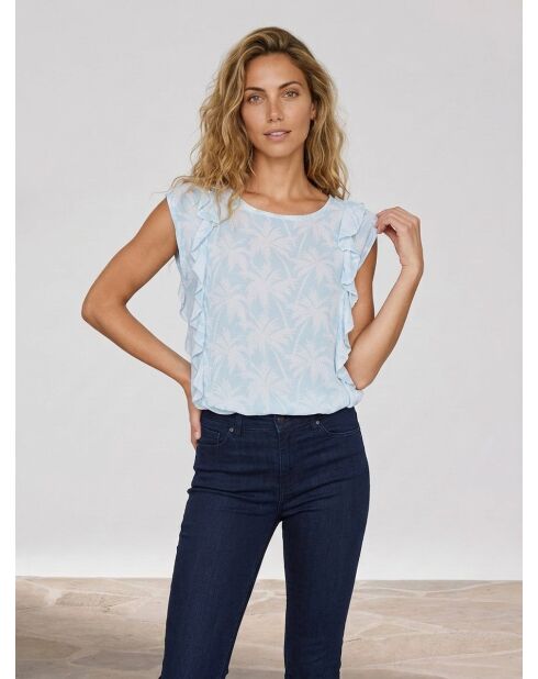 Haden himmelblaues Top mit Palmenmuster