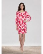 Roze/rood/witte strandjurk met camouflage