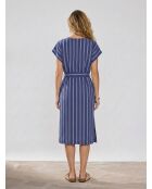 Limas gerades und gestreiftes dunkelblaues Midikleid