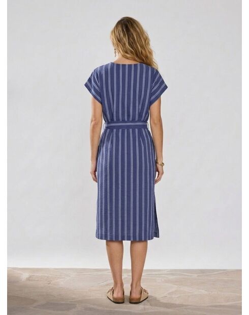 Vestido midi liso y a rayas azul oscuro Lima