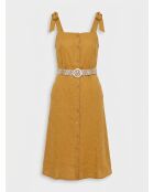 Ritchie ockerfarbenes Kleid aus 100% Leinen