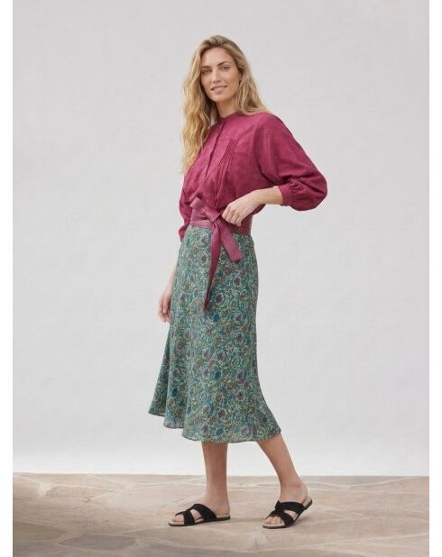 Bluse Célestine mit Beaujolais-Bordüren