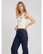 Crop-Top Tank Smile aus 100% Bio-Baumwolle ecru
