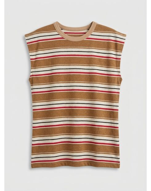 Camiseta Fanny Camel de lino y algodón