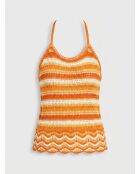 Orangefarbenes Tanktop mit Lochmuster Eggie